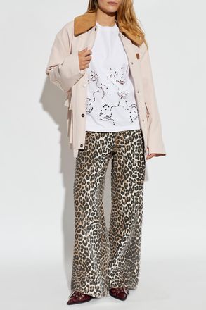 Ganni Jacket With Corduroy Collar, Womens, Pink