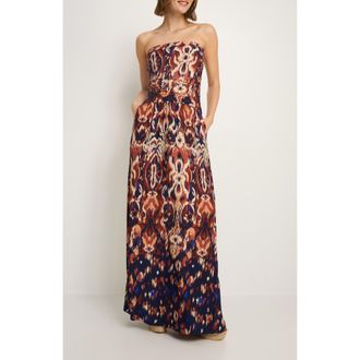 Lascana Womens Bandeau Maxi Dress in Orange Red at Nordstrom, Size 14
