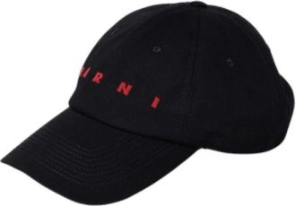 Marni Baseball Cap met Geborduurd Logo - Heren - Petten - Zwart - S - Katoen - Accessoires
