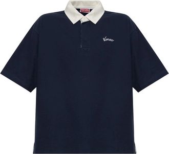 Kenzo Polo met geborduurd logo - Heren - Polos - Blauw - L - Katoen - Tops
