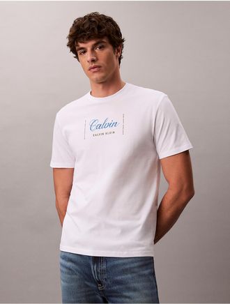 Calvin Klein Jeans Calvin Klein Mens Calvin Script Logo Graphic Relaxed T-Shirt - White - 2XL