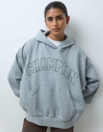 Champion Future Memories felpa oversize con cappuccio da donna grigia-Grigio