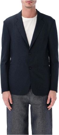 Emporio Armani Seersucker Blazer - Heren - Blazers - Blauw - M - Leer - Jassen