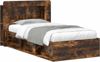 vidaXL Estructura De Cama Con Almacenamiento Roble Ahumado 90 X 190 Cm Vidaxl