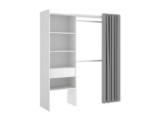 Vente-Unique Armario ropero extensible LAURENT - 110/160 cm - Color: blanco y gris