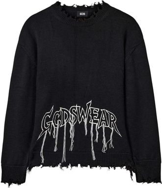 GCDS Round-neck Truien - Heren - Ronde hals truien - Zwart - M - Wol - Truien & Vesten