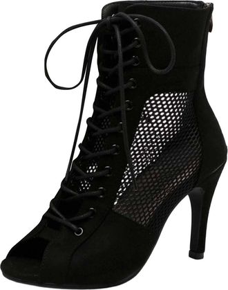 Generic Elegant Womens Stiletto Heels Strappy Toe Sandals Featuring Ankle Wrap and Mesh Upper for Evening Party Dress Ladies Shoes Size 6 Flat Black Women Ros