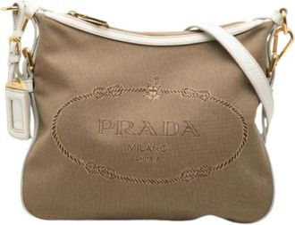 Prada Pre-owned Vintage Crossbody Bag - Dames - Vintage Schoudertas - Beige - ONE Size - Leer - Vintage