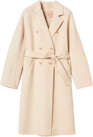 Twin-Set Double-Breasted Wool Coat With Belt