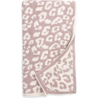 Barefoot Dreams CozyChic Leopard Print 54 x 72 Throw Blanket in Faded Rose/Cream at Nordstrom