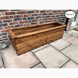 Charles Taylor Trading Multi Pack of 3 - Extra Large Sleeper Trough - Fully Assembled in Light Brown