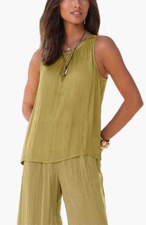 Lascana Flowy Textured Sleeveless Top in Green at Nordstrom, Size 10