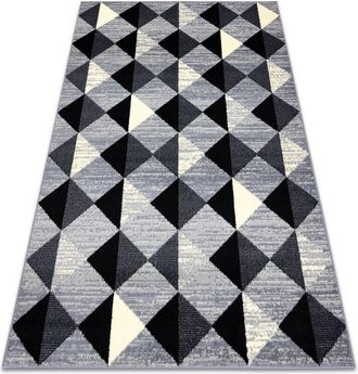 RugsX Rugsx - Carpet bcf base 3987 Trigone, triangles, squares, geometric grey / ivory grey 185 x 270 cm