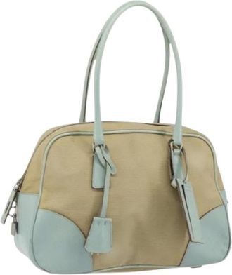 Prada Pre-owned Handbags, female, Beige, Size: ONE SIZE Pre-owned Canvas Handbag