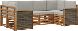 vidaXL Conjunto De Sof&aacute;s De Exterior 5 Uds. Natural Y Gris Claro Vidaxl
