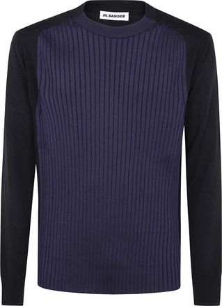 Jil Sander Blauwe Nacht Trui - Heren - Ronde hals truien - Blauw - XL - Truien & Vesten