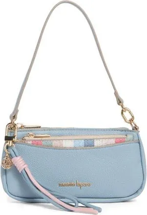 Nanette Lepore Margeaux Faux Leather Clutch in Moonstone Blue - Logo Stripe at Nordstrom Rack