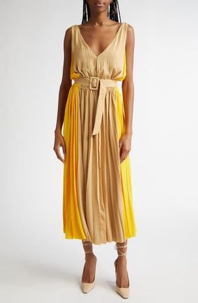Ramy Brook Latoya Colorblock Pleated Dress in Daisy Colorblock at Nordstrom Rack, Size 12