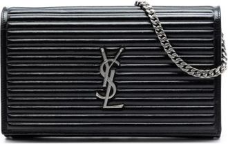 Saint Laurent Pre-owned Quilted Crossbody Bag - Dames - Vintage Schoudertas - Zwart - ONE Size - Leer - Vintage