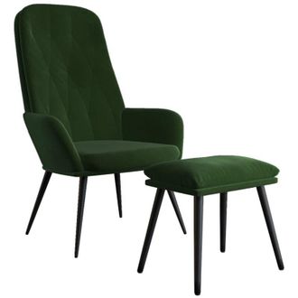 vidaXL Sill&oacute;n De Relax Con Taburete Terciopelo Verde Oscuro Vidaxl
