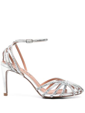Bibi Lou 85mm Serabi pumps - women - Calf Leather/Rubber/Crystal/Fabric - 36 - Silver