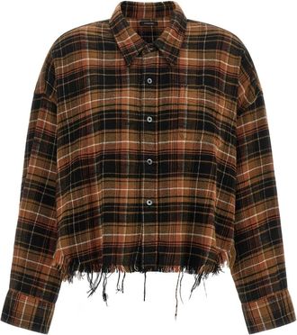 R13 Cropped Shirt - Dames - Overhemden - Bruin - M - Katoen - Overhemden