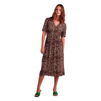Pieces Womens Pctala Ss Midi Dress Noos Bc, Indian Tan/AOP: Leo, M