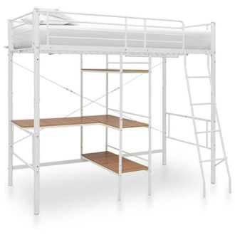vidaXL Vidaxl - Cama Litera Con Mesa Sin Colch&oacute;n Metal Blanco 90x200 Cm