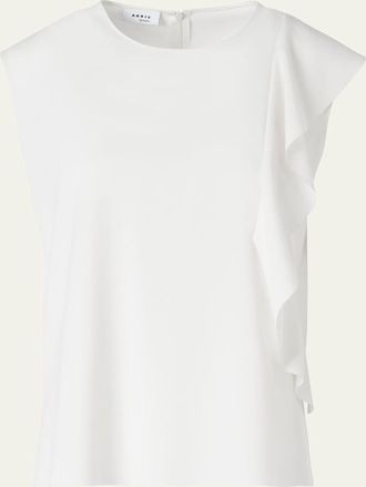 Akris Ruffle Lasercut Crepe Sleeveless Blouse