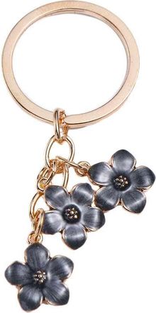 Generic Flower Keychain, Colorful Sakura Flower Key Ring, Sakura Enamel Keychain for Women, Alloy Hanging Pendant Floral Charm for Purse(Black)