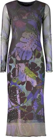 Desigual Vest Leafs Lacroix Jurk - Dames - Casual kleedjes - Paars - XS - Kleedjes