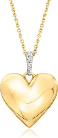 Ross-Simons 18kt Gold Over Sterling Heart Pendant Necklace With Diamonds