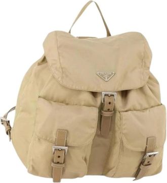 Prada Pre-owned Nylon Rugzak - Dames - Vintage Rugzakken - Beige - ONE Size - Nylon - Vintage
