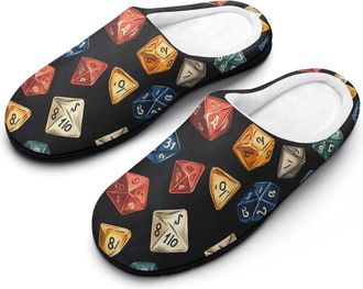 Generic D And 20 Dice Dungeons Mens House Slippers Memory Foam Washable Cotton Slip on Home Shoes