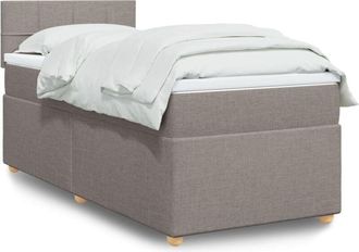 vidaXL Vidaxl - Cama Box Spring Con Colch&oacute;n Tela Gris Taupe 80x200 Cm