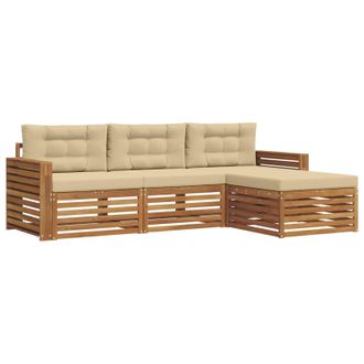 vidaXL Conjunto De Sof&aacute;s De Exterior Con Coj&iacute;n Natural Y Beige Vidaxl