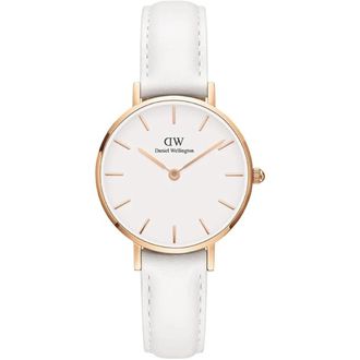 Daniel Wellington Petite 28mm Horloge - Dames - Horloges - Wit - ONE Size - Leer - Accessoires