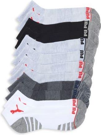 Puma 6-Pack Terry Quarter Length Socks in Black /Red at Nordstrom Rack, Size 10-13