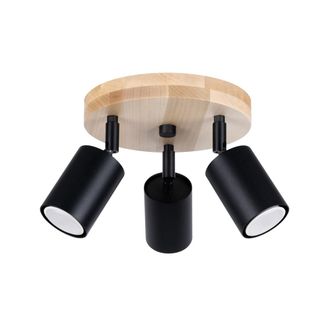 Sollux Lighting L&aacute;mpara de techo madera negra acero/madera alt. 12 cm