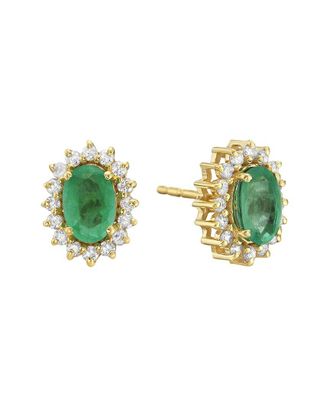 Forever Creations Forever Creations 14K 1.10 Ct. Tw. Diamond & Emerald Earrings