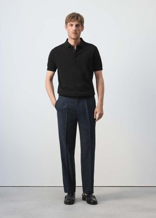 Mango Polo 100% cotone in maglia fine nero - Uomo - XXL - MANGO MAN