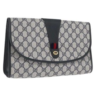 Gucci Pre-owned Clutches, female, Blue, Size: ONE SIZE Pre-owned Canvas Clutch Bag