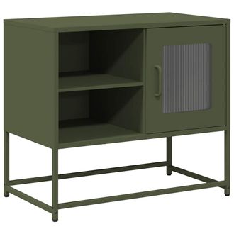vidaXL Vidaxl - Mobile Tv Verde Oliva 68x39x60,5 Cm In Acciaio