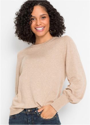 Bonprix Strickpullover BONPRIX, Damen, Gr. 32/34 (XS), beige (beige meliert), Obermaterial: 70% Viskose, 30% Polyamid, bequem, Pullover Strickpullover, aus Vi