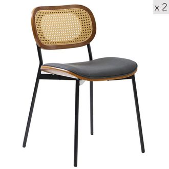 Nordlys Set 2 sillas en acero y rat&aacute;n negro