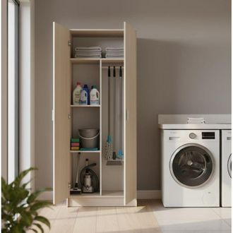 Dmora Armadio Multiuso 2 Ante - 3 Ripiani Portascope, Marrone Rovere, -, 73x180h cm Santos