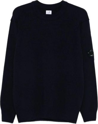 C.P. Company Blauwe Gebreide Trui Aw 25 - Heren - Ronde hals truien - Blauw - XL - Wol - Truien & Vesten