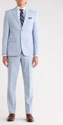 Soul of London Two Button Linen Suit in Light Blue at Nordstrom Rack, Size 36