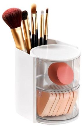 OEM Organizador De Cosm&eacute;ticos Giratorio Con 2 Niveles Y Soporte Para Brochas