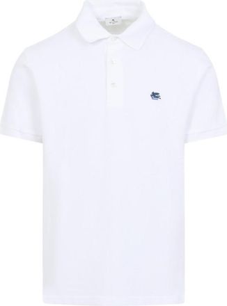 Etro White Embroidered Logo Polo